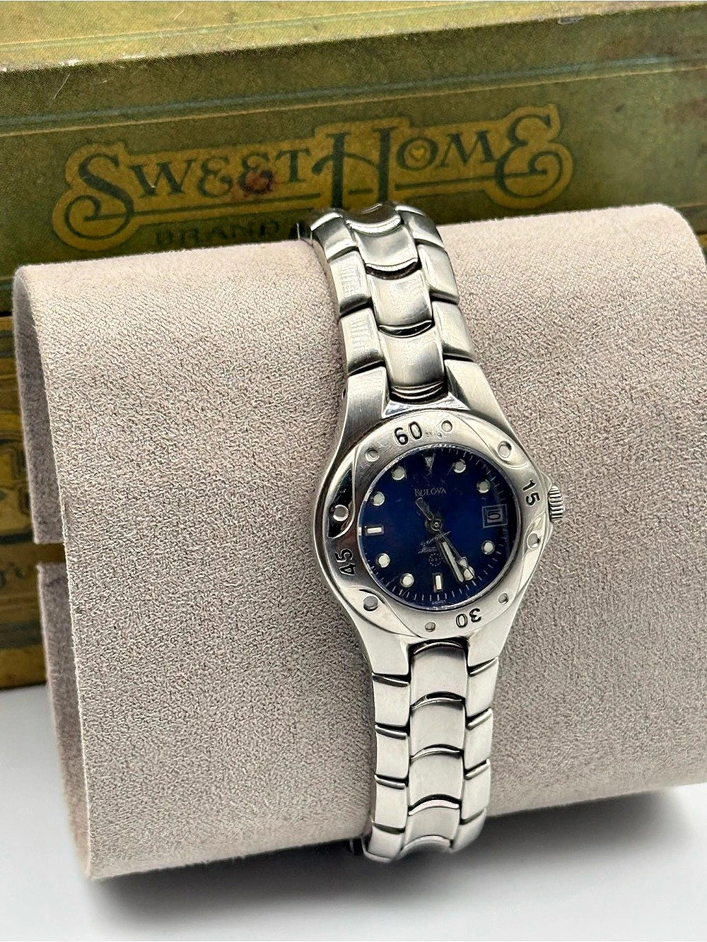 Bintage Bulova Marine Star Stainless Steel Blue Dial Watch